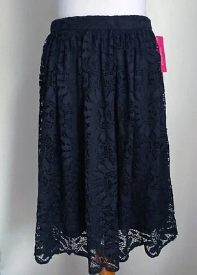 NWT! Xhilaration Black Lace Knee Length Skirt, Lined, Size XS Foto 1 de 4