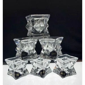 Michael C Fina -Fifth Avenue -24% Lead Crystal -Star -LOT OF 6 -Candle Holders - Picture 1 of 8