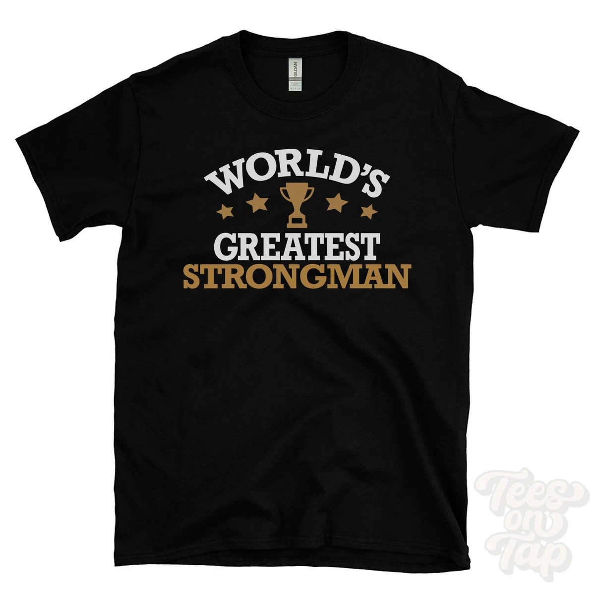 Strongman T Powerlifting Gym Strength Training T-Shirt - Black Cotton Tee For Weightlifters