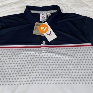 PUMA Volition America USA Stars Flag Golf Polo Shirt Folds of Honor Men's M NWT - Picture 1 of 6