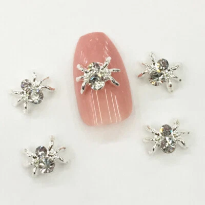 10x Halloween Metal Araña Uñas Estrás Piedras Cristal 3D Brillo Uñas Arte Foto 1 de 4