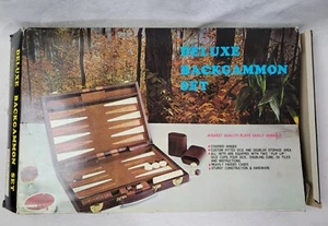 Backgammon Deluxe Set with leather Case Vintage in Box. - Picture 1 of 9