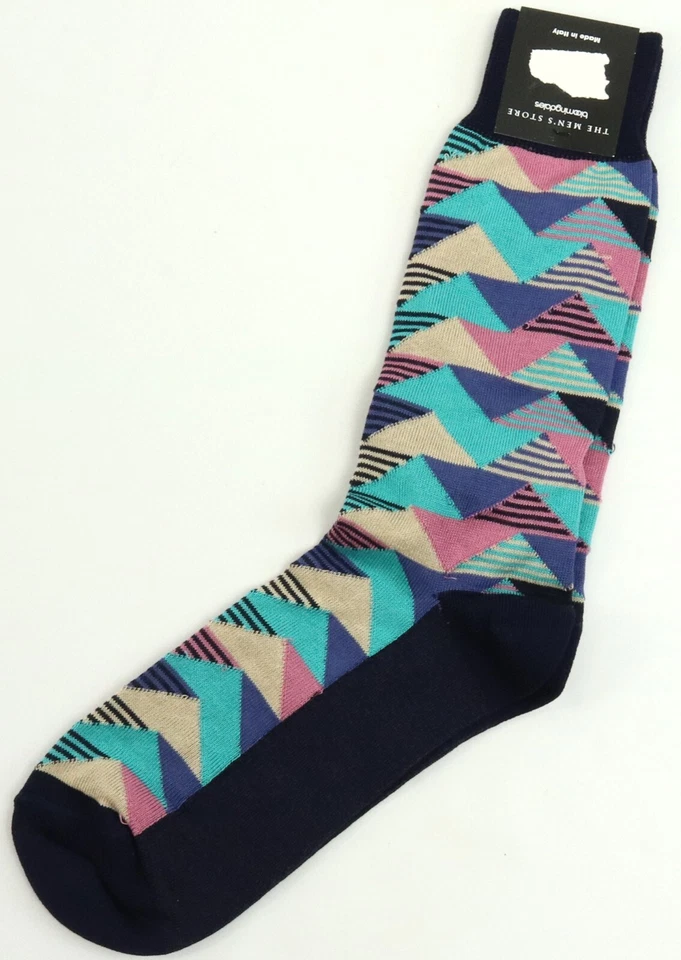Nuevos calcetines para hombre para Bloomingdales Geo estampado mezcla de algodón hechos en Italia 10-13 Foto 1 de 1