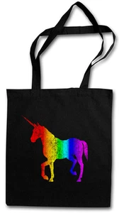 BOLSA DE COMPRAS UNICORNIO I Colores Arco Iris Hadas Hadas Dibujos Animados Rockabella Tatuaje - Imagen 1 de 1