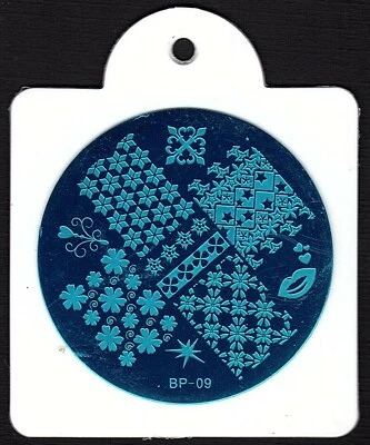 Plantilla de arte en uñas con imagen de patrones mixtos BP-09 con soporte Foto 1 de 4