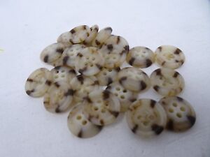 Vtg Marbled Brown and White 4-Hole Button w/ Raised Edge 15mm Lot of 100 B73-3