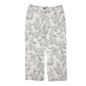 Duck Head Women's 8 White Blue Floral Toile Capri Cropped Pants Hummingbirds - Picture 1 of 5