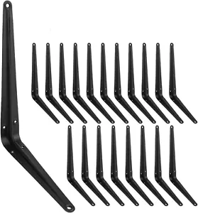 20-Pack 10-Inch Heavy-Duty Black Shelf Brackets for Rustic Floating Shelves - Picture 1 of 12