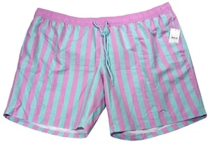 Mens sz XXL Mad Engine Swim Shorts Pink/Blue Striped Mesh Lining - Picture 1 of 8