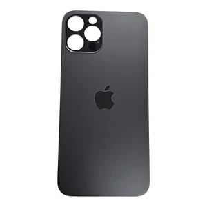 Tapa trasera de batería gris/agujero grande/logotipo/adhesivo para Apple iPhone 12 Pro - Imagen 1 de 2