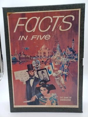 VINTAGE FACTS IN FIVE FAMILY TRIVIA BOARD GAME COMPLETE 3M COMPANY 1967 HISTORY - Image 1 of 4