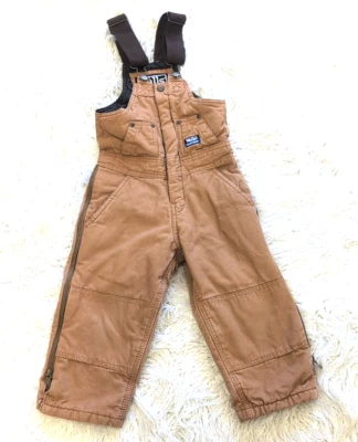 WALLS Tough Wear Kids Grow System Brown Insulated Bib Overalls Youth XS-4/5 - Image 1 of 4