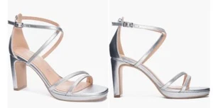 Chinese Laundry Taryn Silver Metallic Strappy Heeled Sandals SZ 7 Prom Party New - Picture 1 of 6