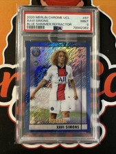 Xavi Simons Blue Shimmer 2020 Merlin Chrome UCL Rookie Card PSA 9 PSG RC #87