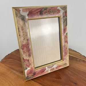 Vintage 5x7 Holson Picture Frame Pink Florals Gold Border - Bild 1 von 8