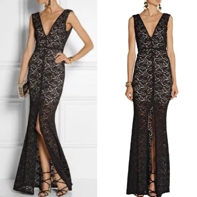 Alice + Olivia Mia Lace Black Maxi Dress 8 - Image 1 of 4