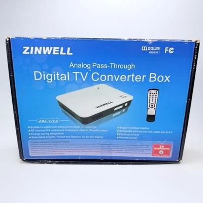 Caja convertidora de TV digital de paso analógico Zinwell ZAT-970A con control remoto y alimentación Foto 1 de 4