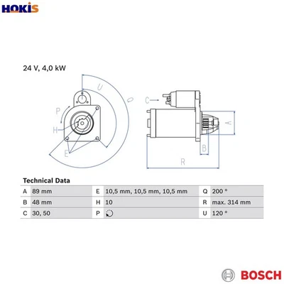 STARTER 0 986 022 400 FOR IRISBUS IVECO EuroCargo EUROCARGO/I-III 5.9L 6cyl 3.9L - Image 1 of 4