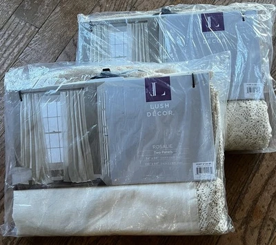 NUEVO Juego de Cortinas Ventana Rosalie Decoración Exuberante LOTE (2) 54”W x 84”L (por panel) - MARFIL Foto 1 de 4