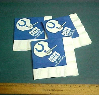 Vintage / RARE Lot of 15 NOS 1971 Baltimore Colts World Champions Paper Napkins - Image 1 of 3