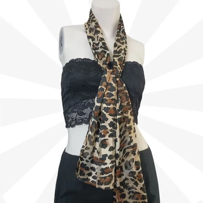 Bufanda Estampado Leopardo Negro Beige Marrón Poliéster Multifuncional Foto 1 de 3
