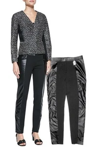 TORY BURCH Black MABLEY PONTE & FAUX LEATHER PANTS MINT! 8 - Picture 1 of 5