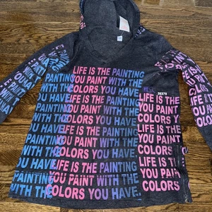 Snow Milk "Life Is A Painting" Split Color Hoodie-women’s M See Photos - Picture 1 of 5
