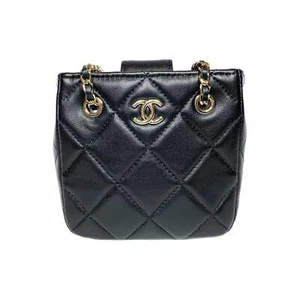 Chanel schwarze kleine Shopping Clutch mit Kette - Bild 1 von 8