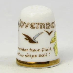CAVERSWALL THIMBLE 'NOVEMBER' THE COUNTRY DIARY OF AN EDWARDIAN LADY (TM136) - Picture 1 of 5