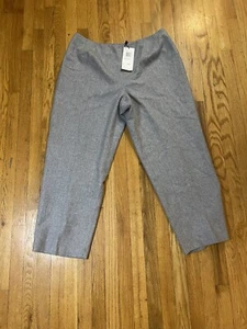 Oscar De La Renta Womens Wool Wide Leg Pants 20W Pearl Grey New - Picture 1 of 6