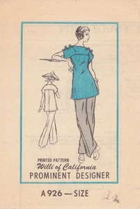 Vintage ungeschnittene Tunika & Hose Schnittmuster 926 Größe 14 - Bild 1 von 1