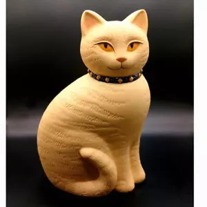 Figura Vintage Regalos Especiales Crowning Touch Cerámica Gato Sentado Color Crema 8" - Imagen 1 de 7