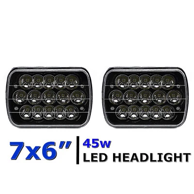 Par de faros LED HID negros de 7X6" con haz sellado transparente Foto 1 de 4