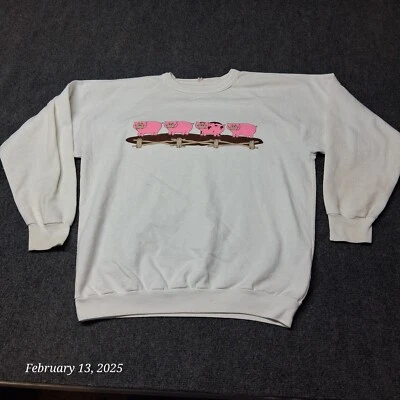 ** Sudadera vintage Alore para mujer talla grande blanca Happy Piggies Foto 1 de 4