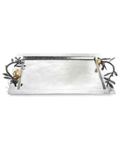 MICHAEL ARAM POMEGRANATE SERVING TRAY WITH 24K Gold PLATED POMEGRANATE - Picture 1 of 4