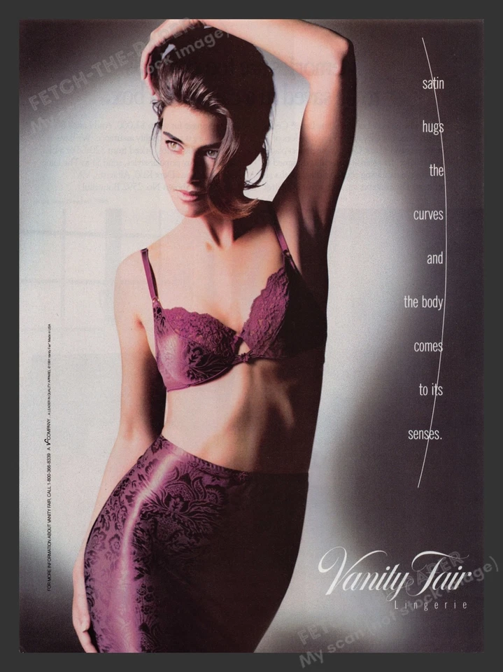 Lencería Vanity Fair años 90 publicidad impresa 1991 satinada modelo púrpura Foto 1 de 1