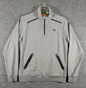 Puma 1/4 Zip Pullover Sweater Mens Medium Gray Performance Heavy Warm Pockets - Picture 1 of 15