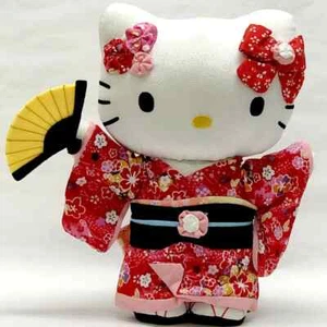 Sanrio Hello Kitty doll Japan stuffed toy crepe Cherry Blossom Kimono NEW - Picture 1 of 1