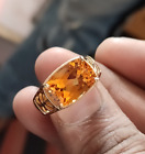Natural Citrine 14k Yello Gold Men Ring, Mens Jewelry, Hand Made Ring