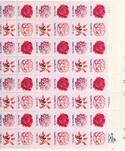 1981 18 cent Flowers full Sheet of 48, Scott #1876-1879, Mint NH