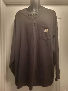 Carhartt Original Fit Men's 4XL Gray Cotton Long Sleeve Tee Shirt Henley - Picture 1 of 3