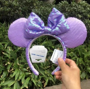 Disney Parks Iridescent Purple Lavender Sequin Spring Minnie Ears Headband New - Picture 1 of 9