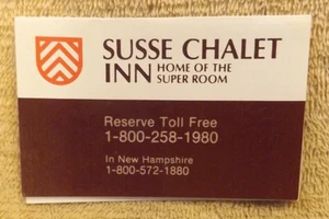 Vintage Business CARD for SUSSE CHALET MOTOR LODGES & INNS - Picture 1 of 3