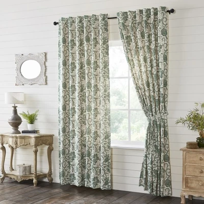 Conjunto de 2 cortinas de janela Panels Dorset verde floral fazenda 96x50 marcas VHC - Imagem 1 de 4