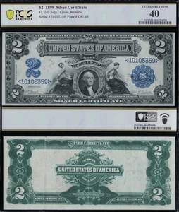 SC 1899 $2 Silver Certificate Fr.249 Lyons-Roberts “Mini Porthole” PCGS 40 XF - Picture 1 of 4