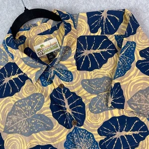 Patagonia Mens L Malihini Pataloha Hawaiian Shirt Kalo Pampas Tan All Over Print - Picture 1 of 7