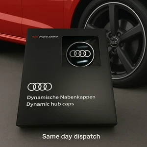 Genuine Audi Q4 Dynamic Spinning Center Hub Cap Black 4M8071006A Set of 4 - Picture 1 of 3