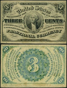 FR. 1226 3 c. 3rd Issue Fractional Note CU - Previously Mounted - Picture 1 of 3