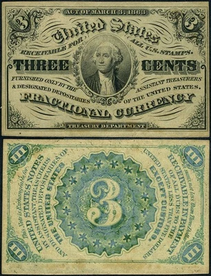 FR. 1226 3 c. 3rd Issue Fractional Note CU - Previously Mounted - Image 1 of 3