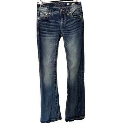 Pantalones de mezclilla Miss Me tiro bajo alas de ángel Y2K bootcut talla 24 bordados  Foto 1 de 4